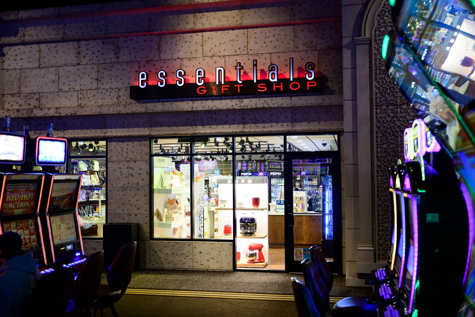 The front view of Essentials gift shop at WinStar.