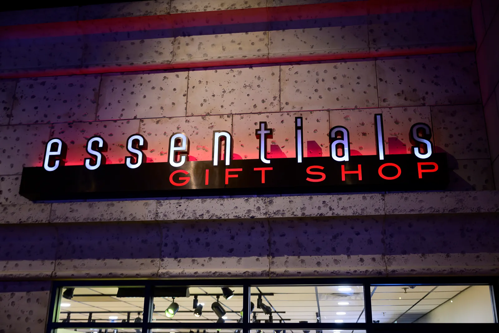 Essentials Gift Shop sign at WinStar World Casino and Resort.
