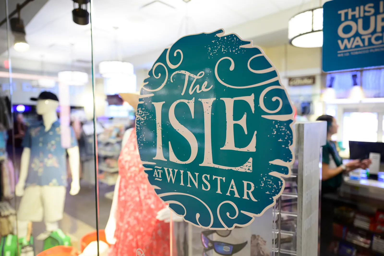 Front window and logo of The Isle at WinStar.