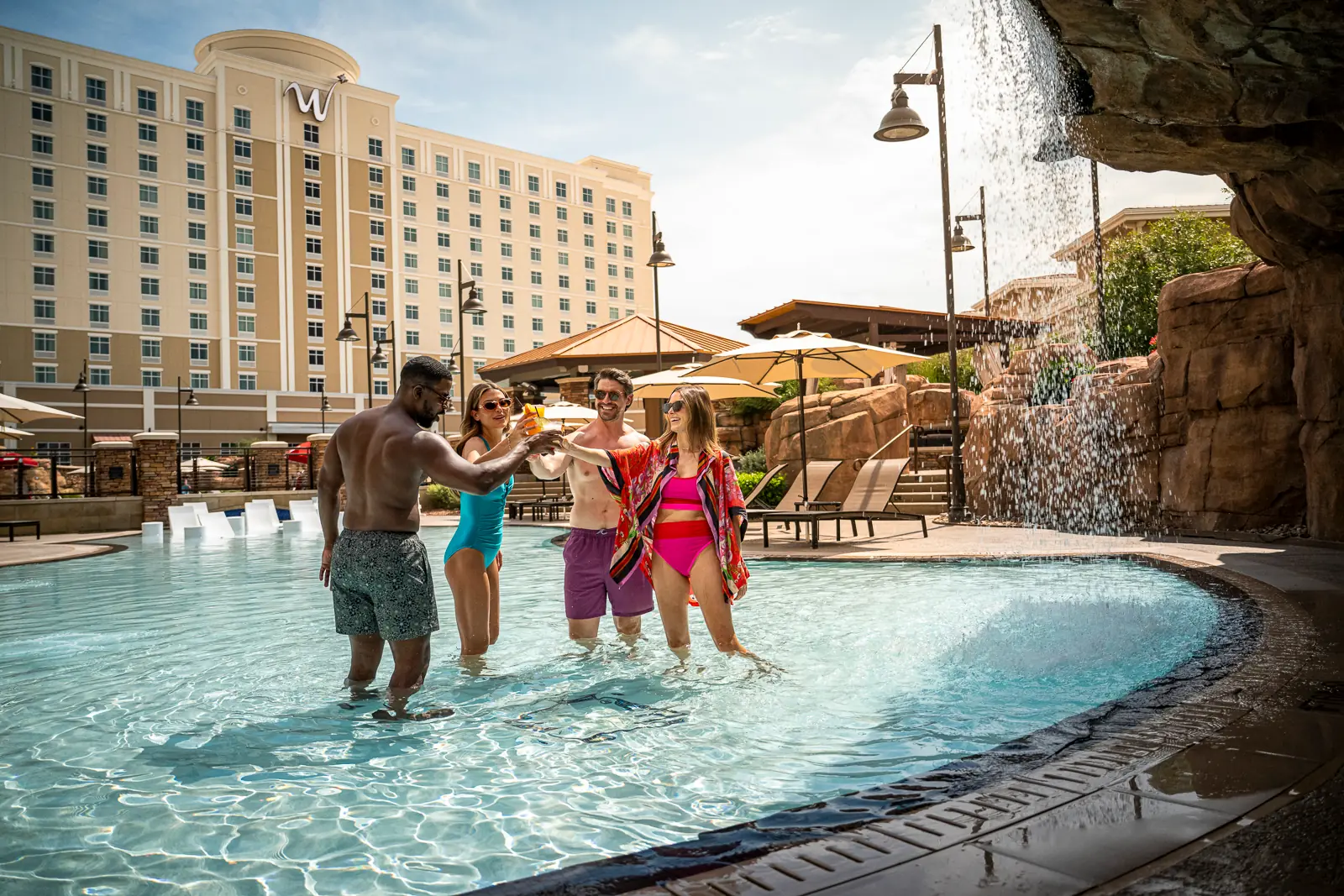 A group enjoying Terrace Pool at WinStar World Casino and Resort.