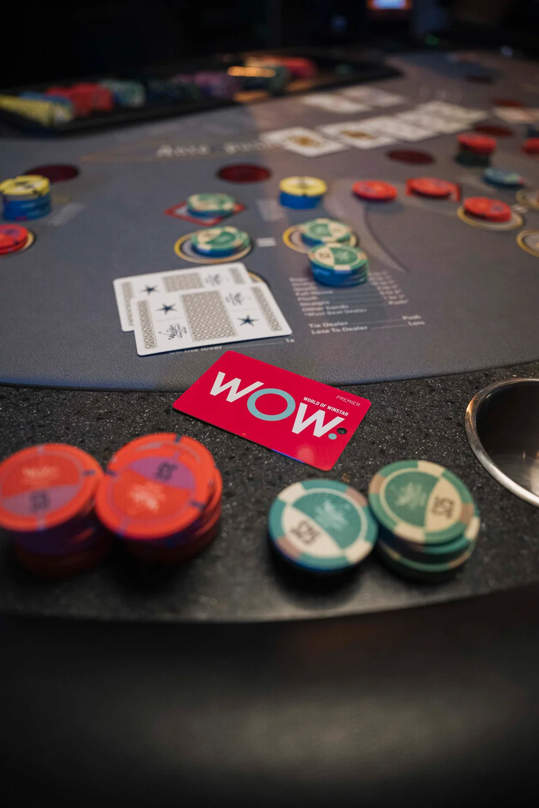 A Premier level Club Passport card on a table game at WinStar.