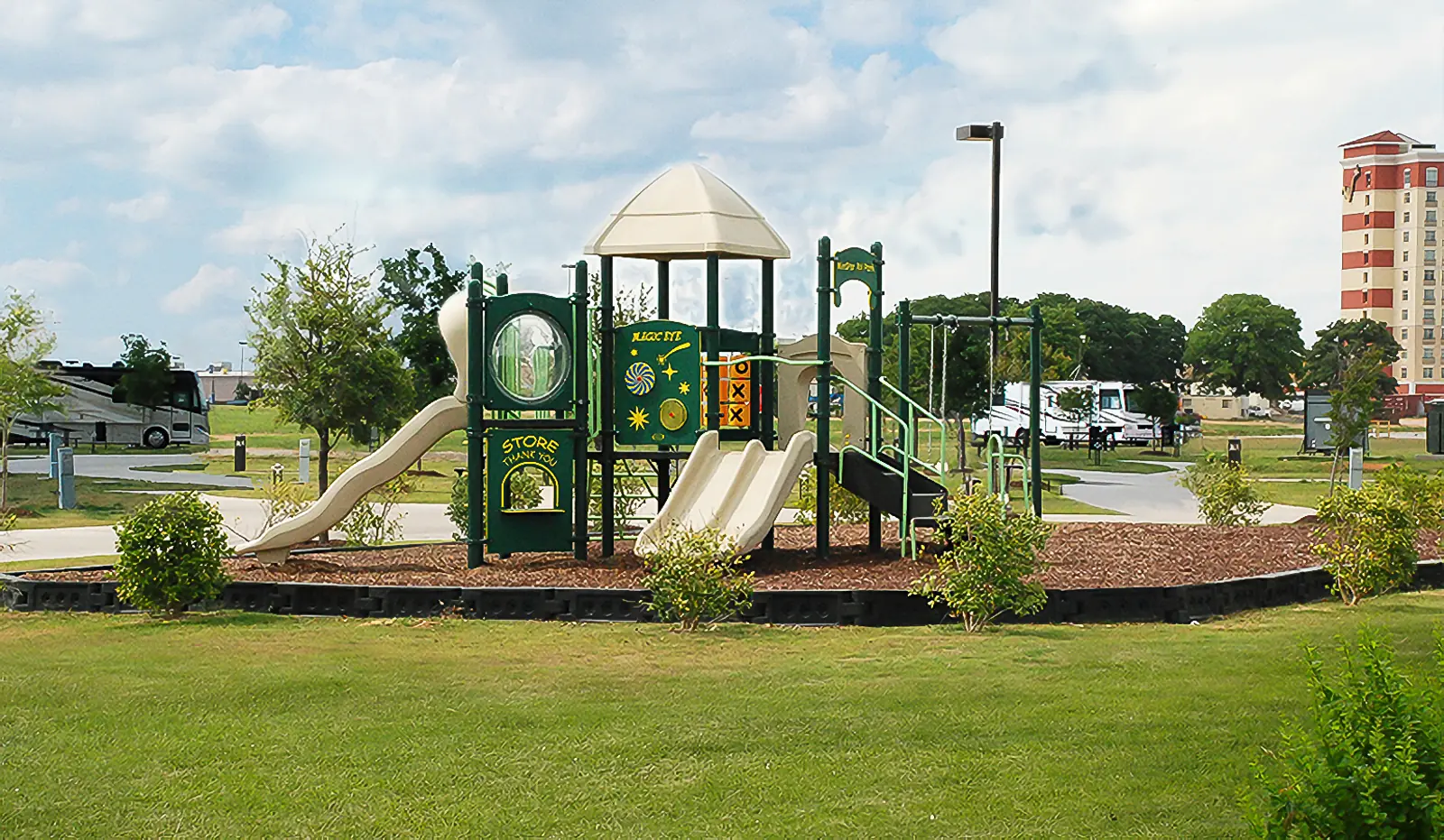 Playground at Fun Town RV Park at WinStar World Casino & Resort.