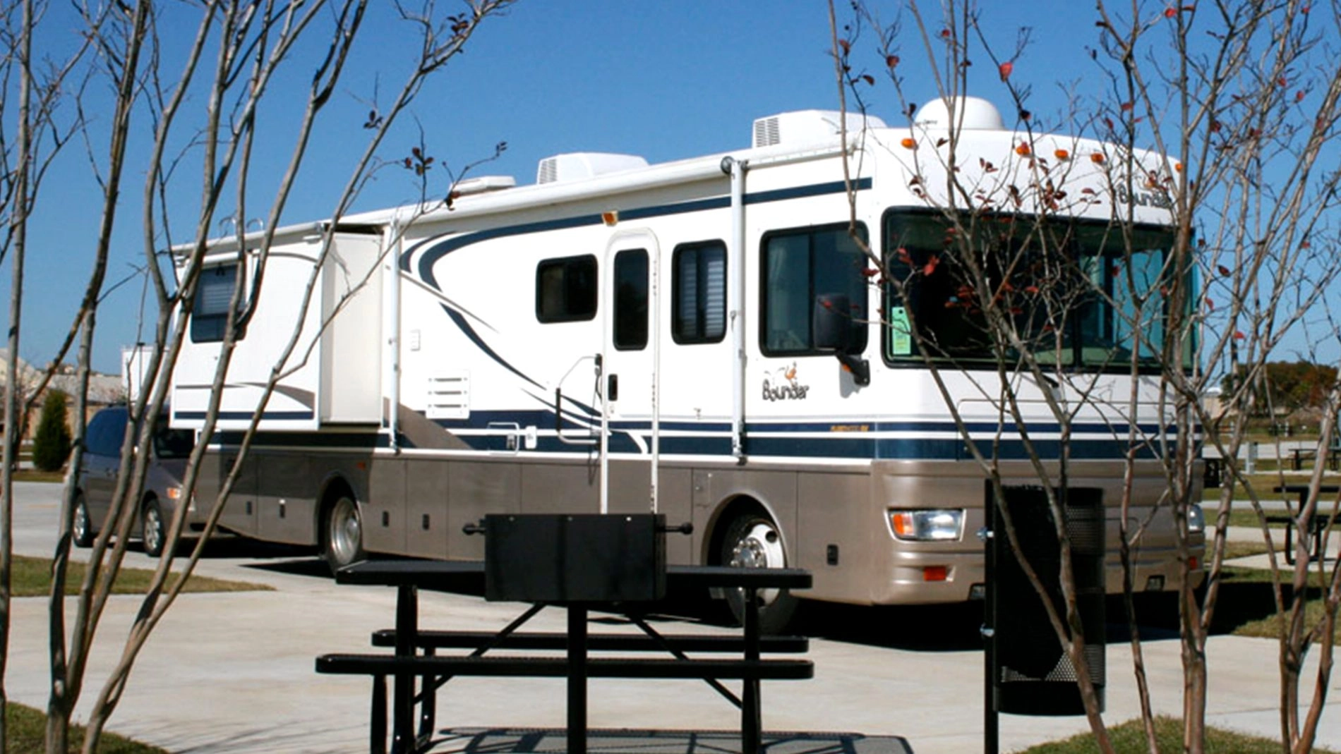 An RV parked at Fun Town RV Park.